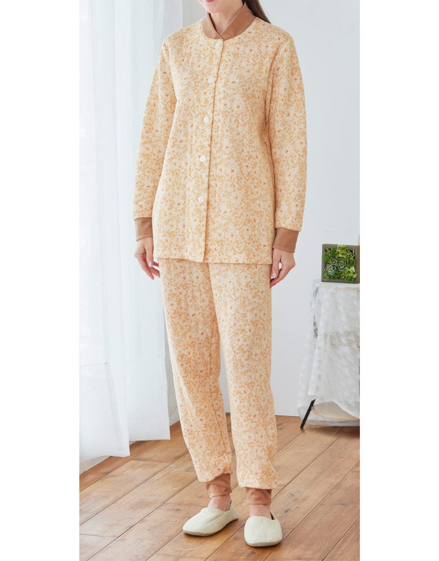 ベロア付ニットキルトパジャマ, , hi-res