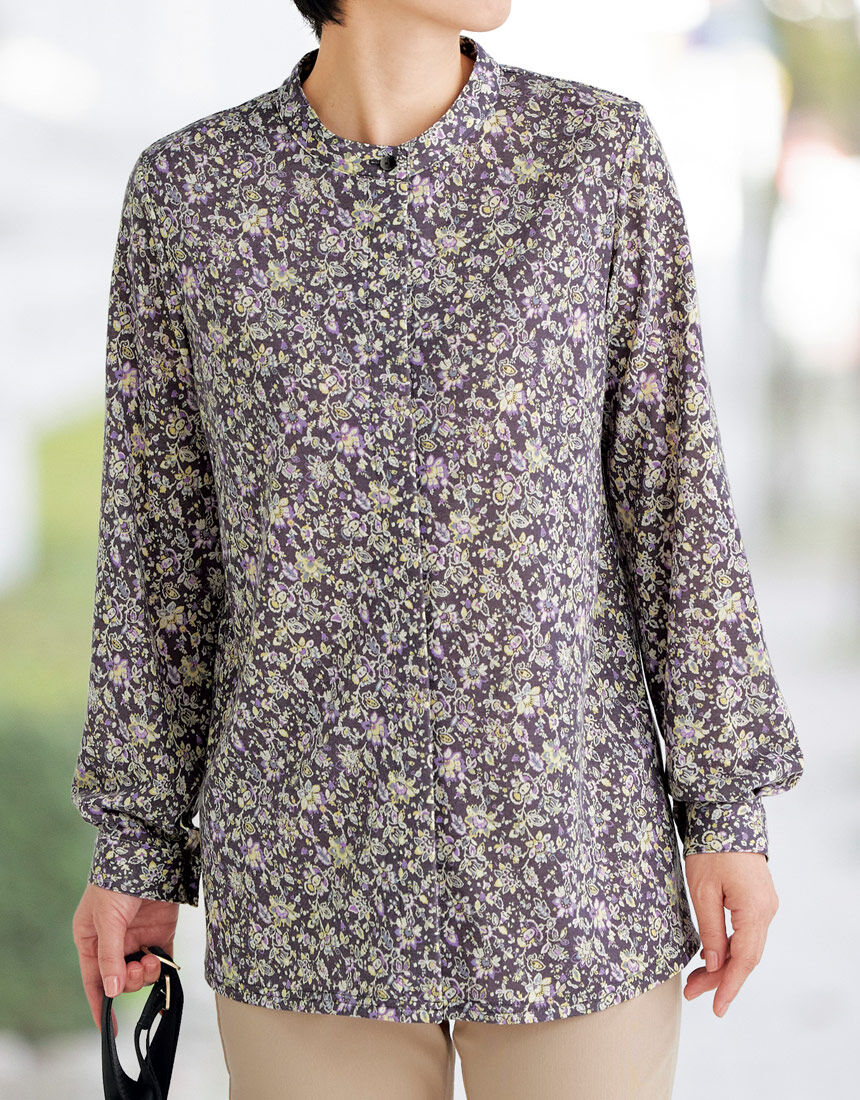 cop.copine 凝ったデザインのカットソーブラウス♡ ワコール／ラブボディ プリントカットソーブラウス QKF353｜ワコール