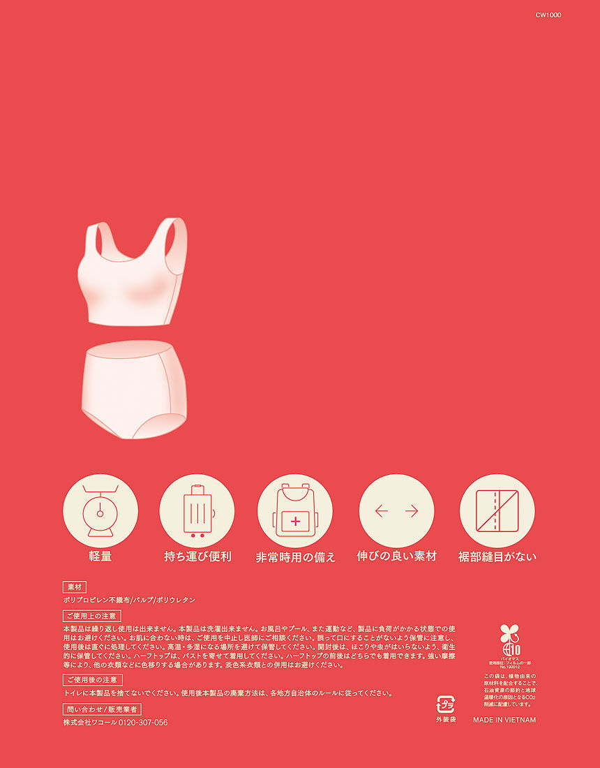 使い捨て下着 複数パッケージ ウイング 【使いきりインナー3セット】災害時や入院時にも便利