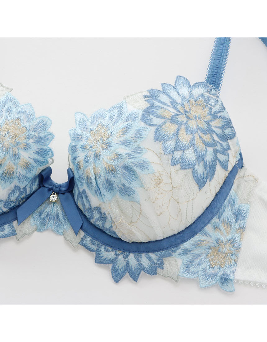 Lingè Noël ランジェノエル ダリア柄刺繍 ブラ＆ショーツセット BZL348