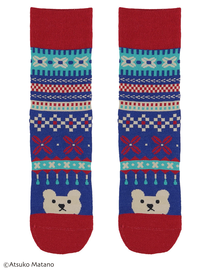 アツコマタノ つま先からのぞくクマがポイント♪ ソックス HQY015