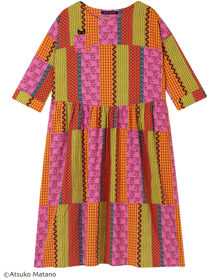 アツコマタノ 【綿混】鮮やかな更紗調のプリント 薄くて軽やかな素材