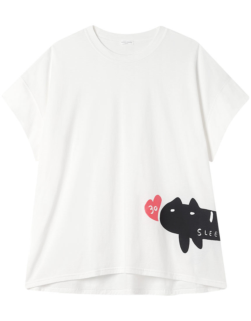 ツモリチサト　トップス　半袖　ねこ柄 tsumori chisato ツモリチサト プリントショートスリーブシャツ 半袖