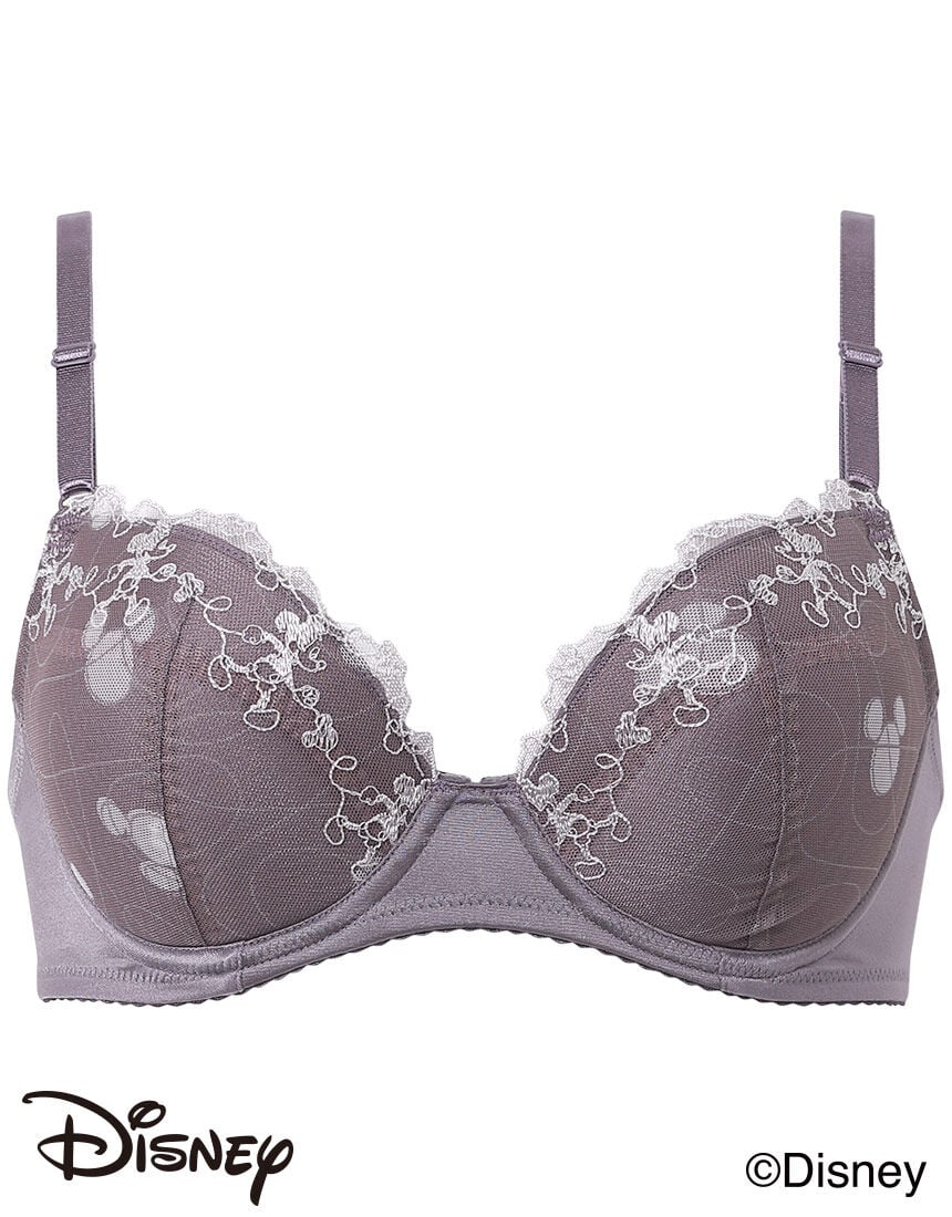 ナチュラルアップブラ【ディズニー】自然なまるみシルエット【ミッキーデザイン】 ３／４カップブラ