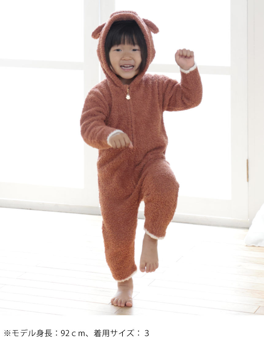 ワコール_キッズ ぬいぐるみのようなフードのふんわりジャンプスーツ