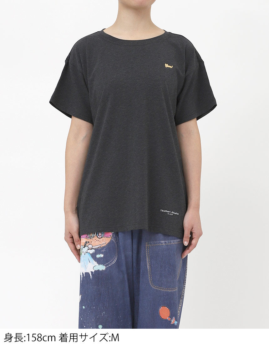 未使用TSUMORI CHISATOレディースTシャツLサイズ定価¥17,000 ツモリチサトスリープ 【綿混】4分袖Tシャツ トップス UTT155