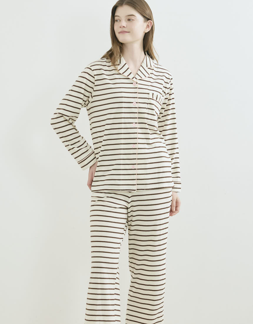 ウンナナクール 【綿100％】コットンボーダーパジャマ MADE