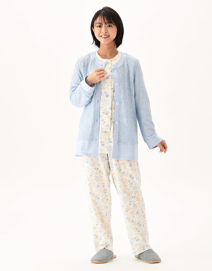 ワコール／らくラクパートナー レース調肩かけ（長袖） ルームウェア