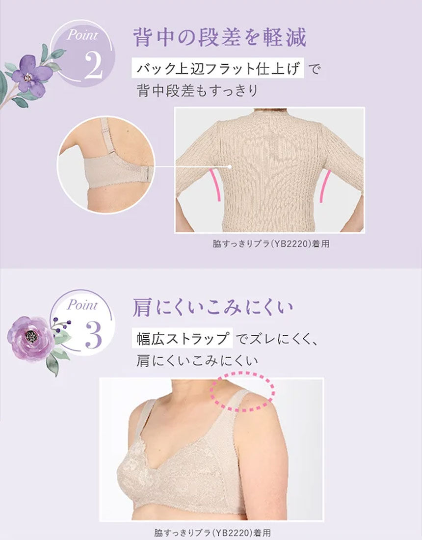 ウイング／ツヤカ 脇すっきり・自然なまる胸キープ／カップ肌側綿混で