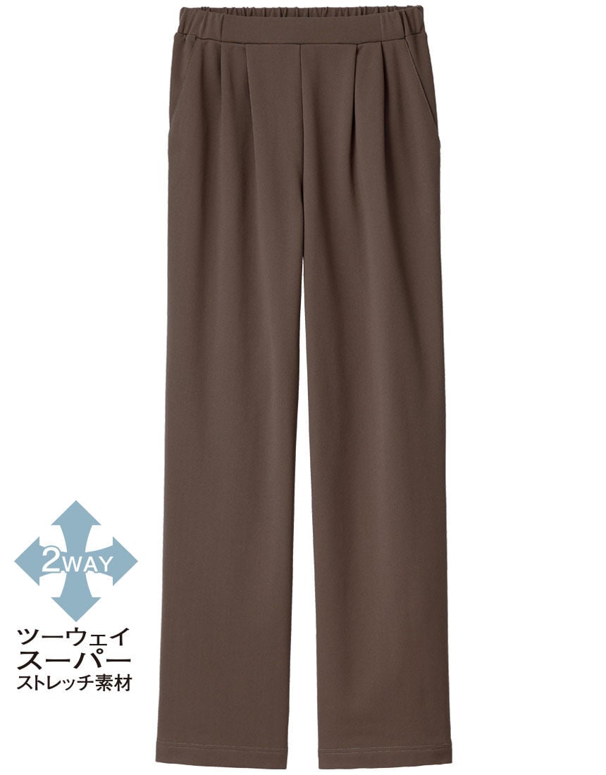 あったかウエストのびのびタックパンツ, , hi-res