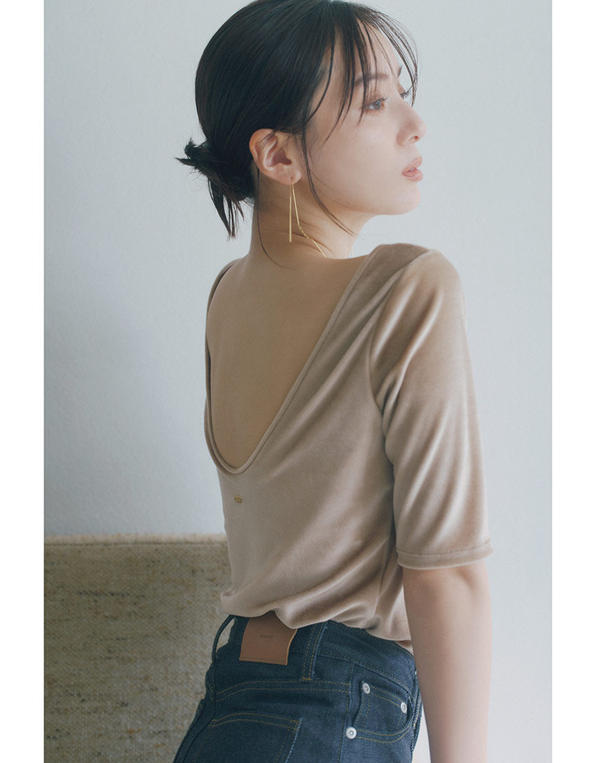 OUR WACOAL×anuans】カップインベロアトップス(M BEIGE