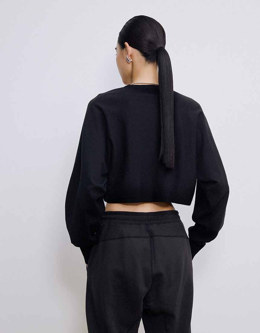 ほぼ新品⭐️デサントオルテラインＬフュージョンニット黒ブラック長袖カットソー OUR WACOAL 【アンサンブル対応】ショートニットプルオーバー