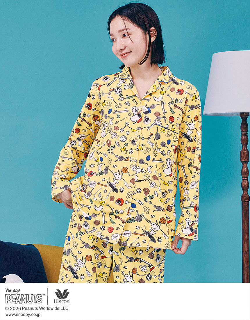 ワコール_リラックス＆スリープ 【綿100％】スヌーピーが楽しく