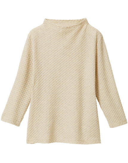 ジャカード七分袖トップス, , main