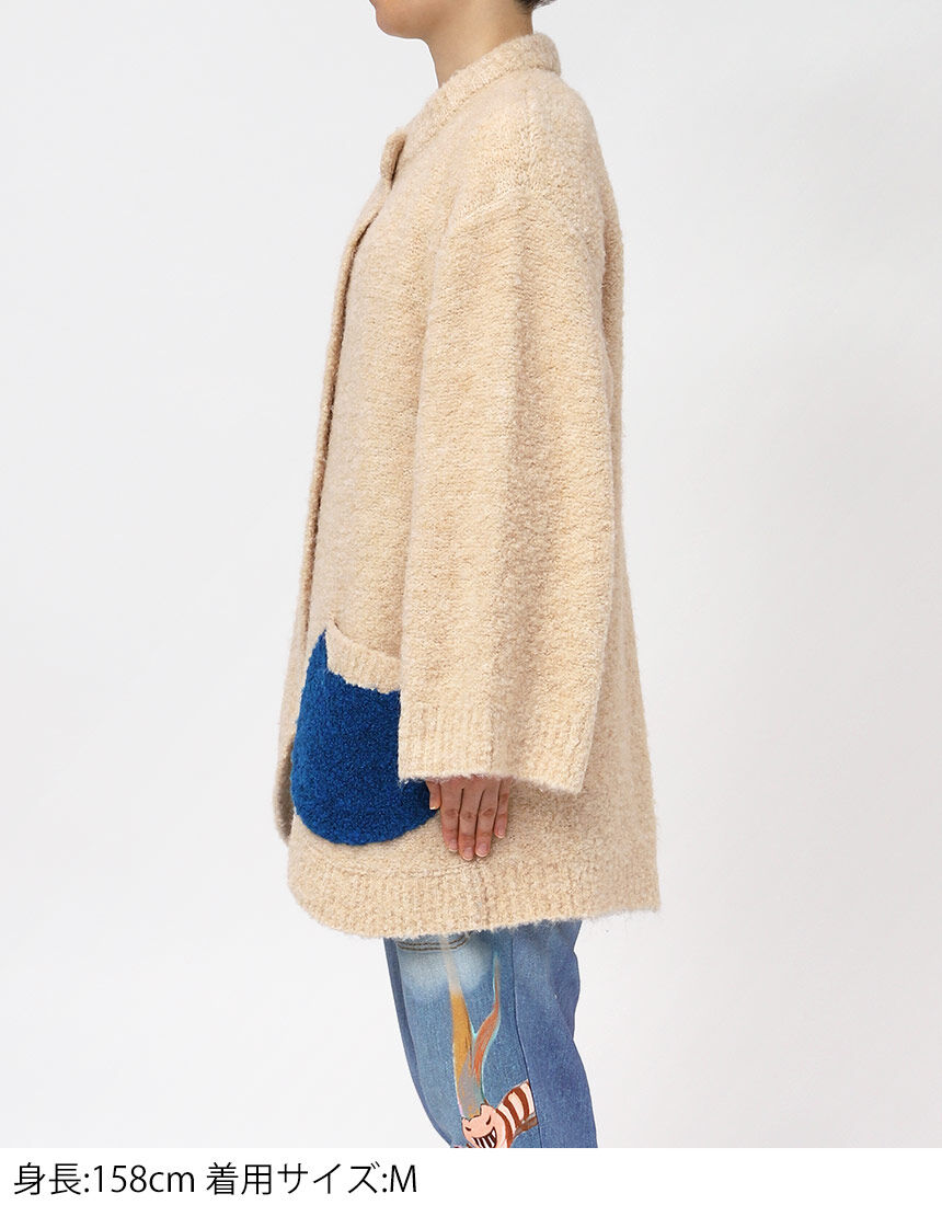 美品 tsumori chisato ツモリチサト ネコ ブラウス カーディガン ツモリチサトスリープ ネコの顔のポケットがデザインポイント トップス