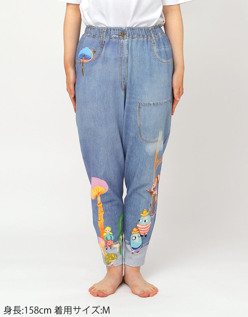 ツモリチサトスリープ 【綿100％】デニム風プリント 股上