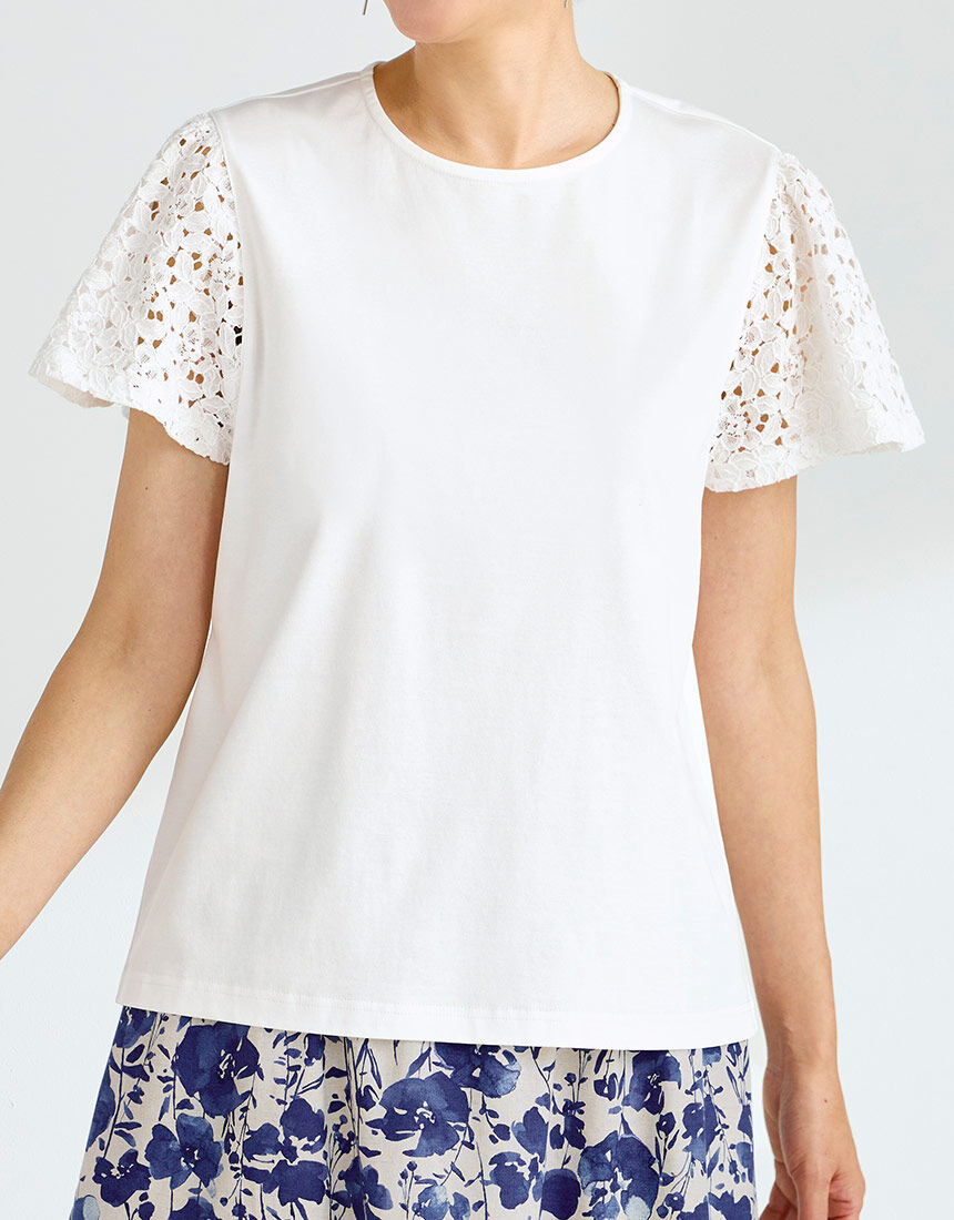 レーススリーブＴシャツ, , hi-res