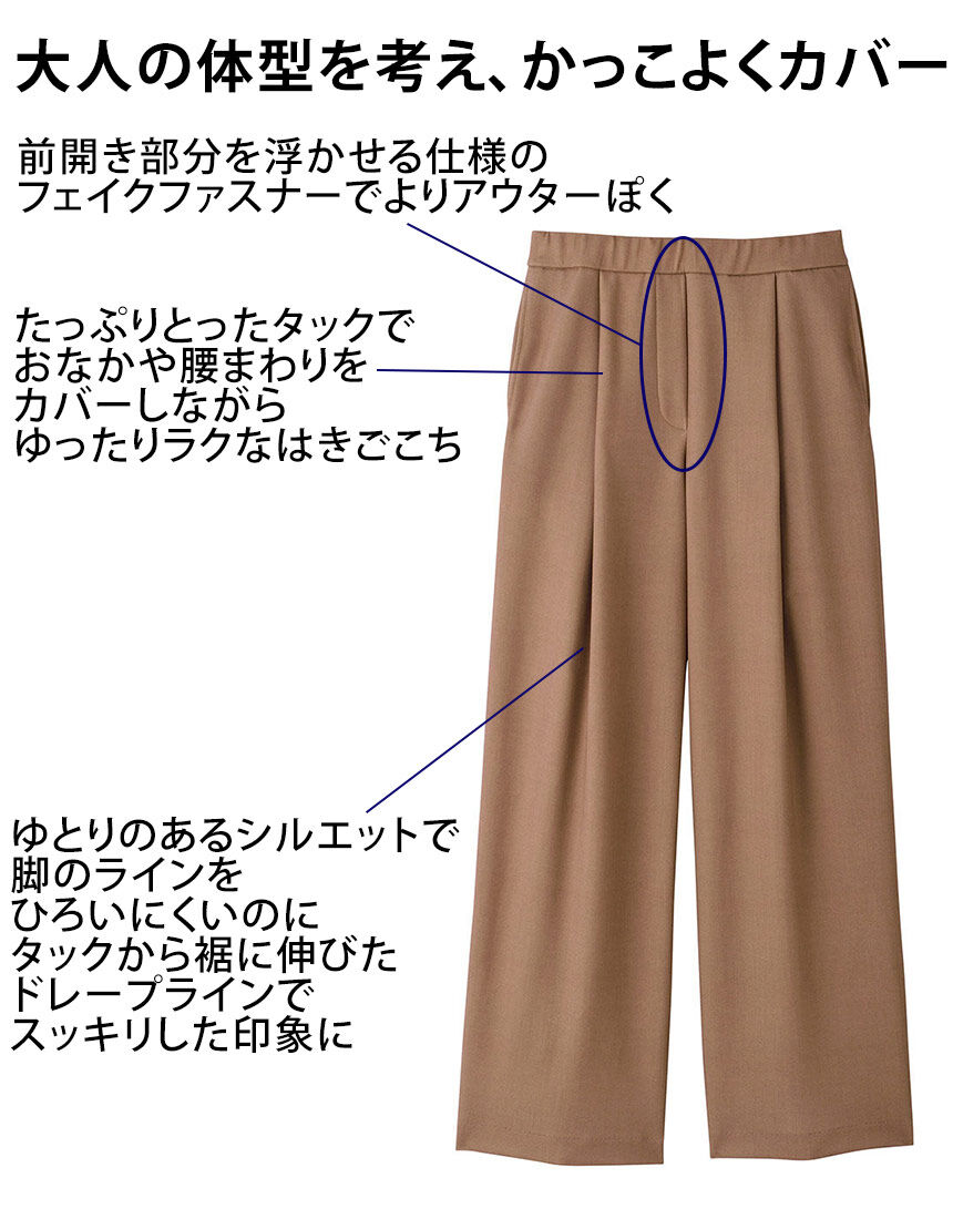 ワコール_カルソン ワイドシルエット やわらかいゴムがウエストに