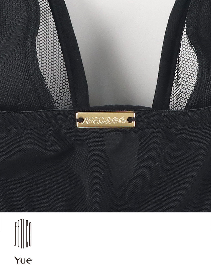 PINKO◆ACHEI DRESS/1B12SR-4575/長袖ブラウス/40/ポリエステル/BLK Yue ＦＥＴＩＣＯ×Ｙｕｅ 大胆な切替え・ワイヤー入りのカップ付き