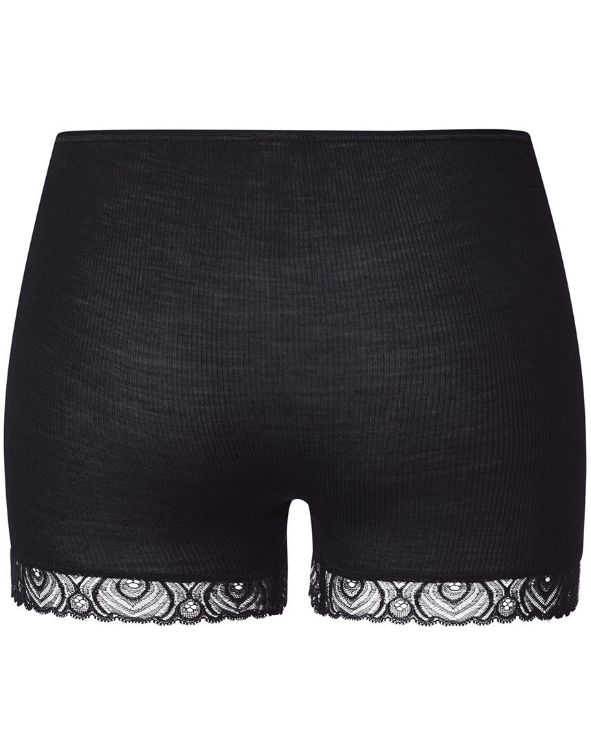 ハンロ【ウール・シルク素材】ＷＯＯＬＥＮ　ＬＡＣＥショーツ HANRO(ハンロ)｜WOOLEN LACEショーツ/ブラック の通販｜ELLESHOP