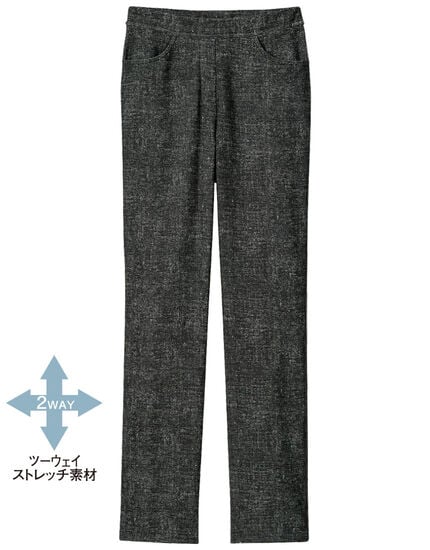 あったか裏起毛デニム調プリントパンツ, , main