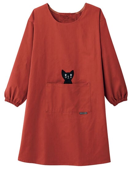 かつらぎのひょっこり黒猫　割烹着, , main