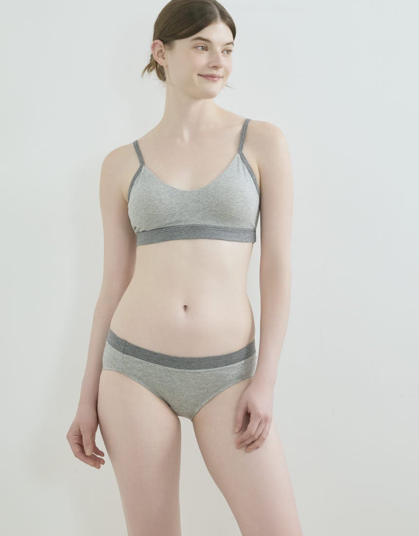 ウンナナクール 【綿混】カラーブロッキング ノンワイヤーブラ LB1073