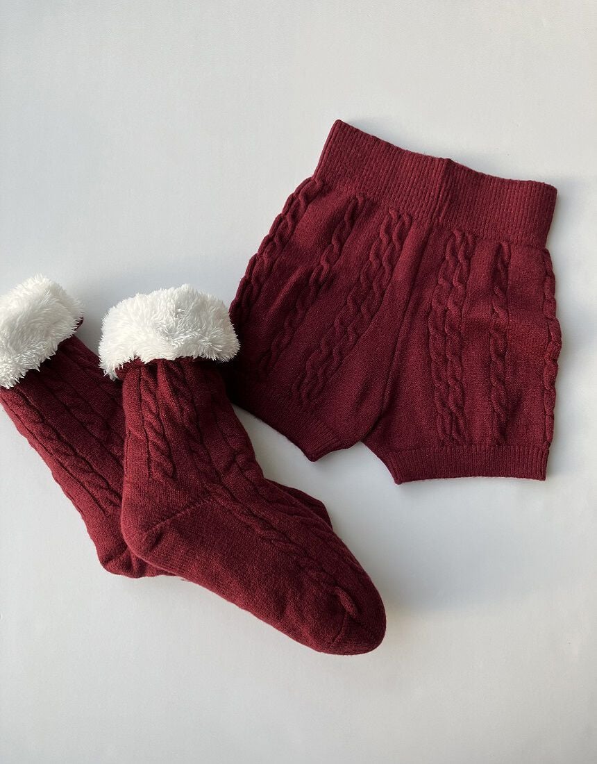 靴下7 ファイヤーアセドロン】ミドル丈パイル編み靴下 AGW003 :メンズ 靴下