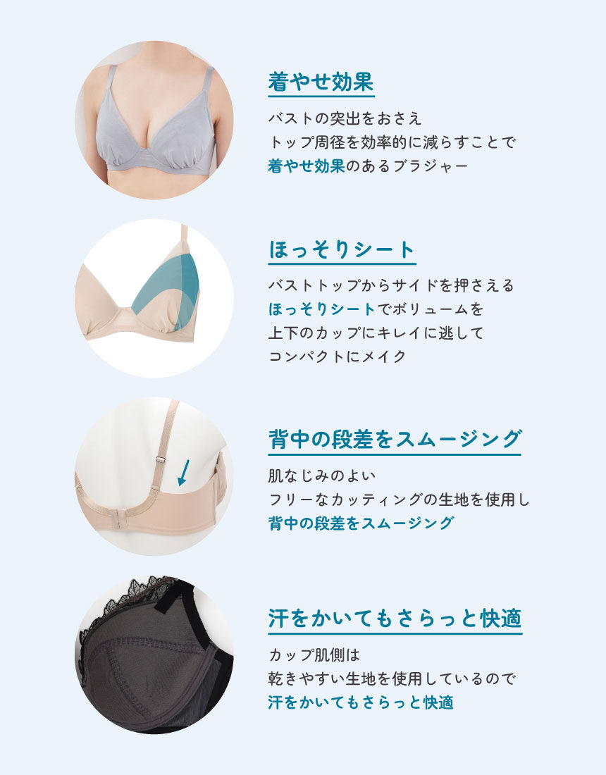 ウンナナクール 小さく見せるブラ ミニマイザーブラ レース 【全