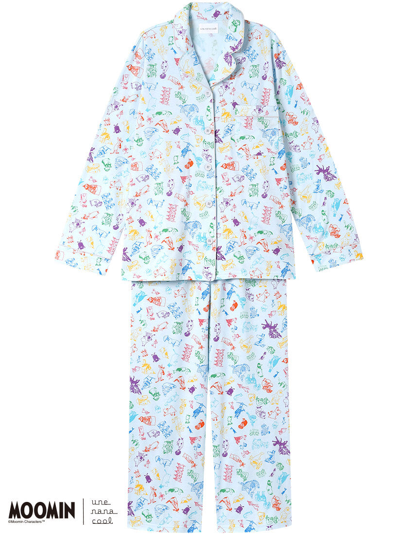 【綿100%】MOOMIN × une nana cool 開襟パジャマ パジャマ 【綿100%】MOOMIN × une nana cool 開襟パジャマ パジャマ