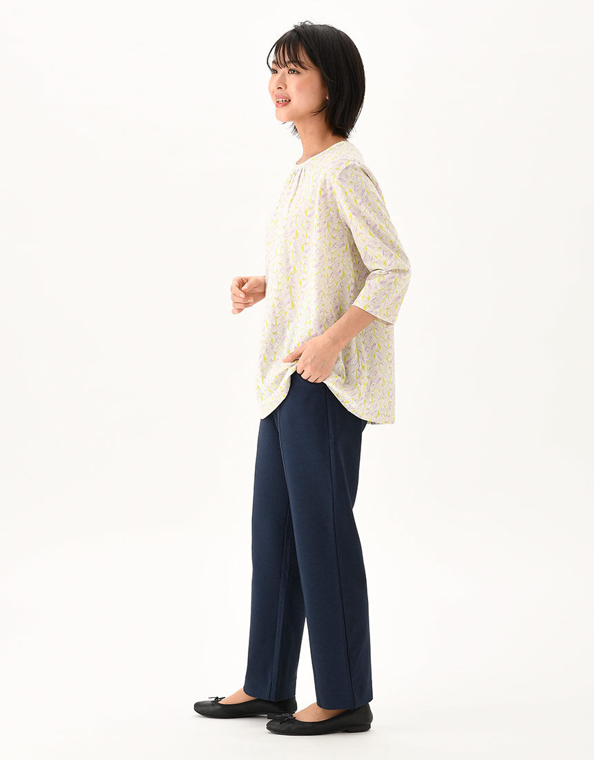 ワコール wacoal らくラクパートナー DAL423 Ｔシャツ トップス アウター ラウンドネック 7分袖 MP LPサイズ 春 秋 GA 介護 母の日 敬老の日 ワコール／らくラクパートナー 綿混素材・チュニック丈Tシャツ