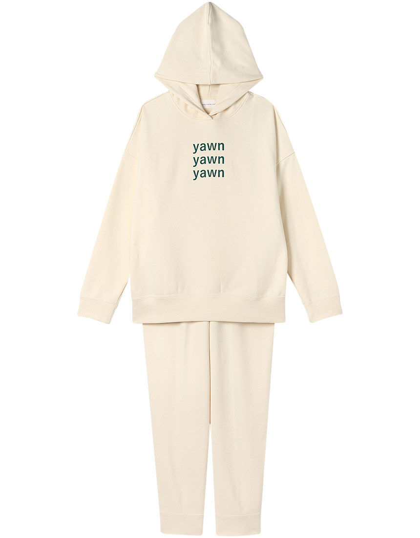 ウンナナクール 【綿混】あくびのお嬢さんのブークレー裏毛フーディー