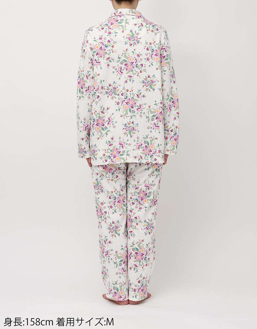 【新品タグ付】ミントン シルク100% パジャマ 上下セット S 総柄 ワコール ワコール_リラックス＆スリープ 【綿混】中わた入りでとてもあたたかい