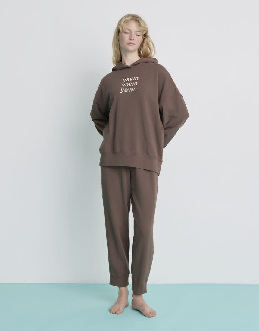 クレソンパジャマ ウンナナクール 【綿混】あくびのお嬢さんの裏毛フーディー パジャマ