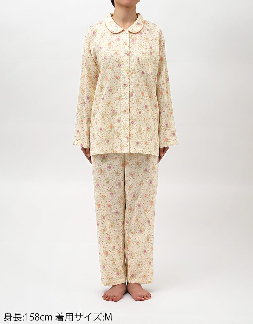 ウイング／スリープ 【綿100％】【二重ガーゼ】リーフ小花柄