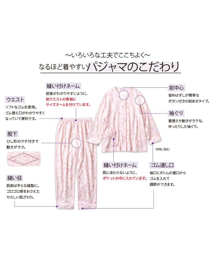 ワコール／らくラクパートナー 綿100％【長袖・レモンボタン