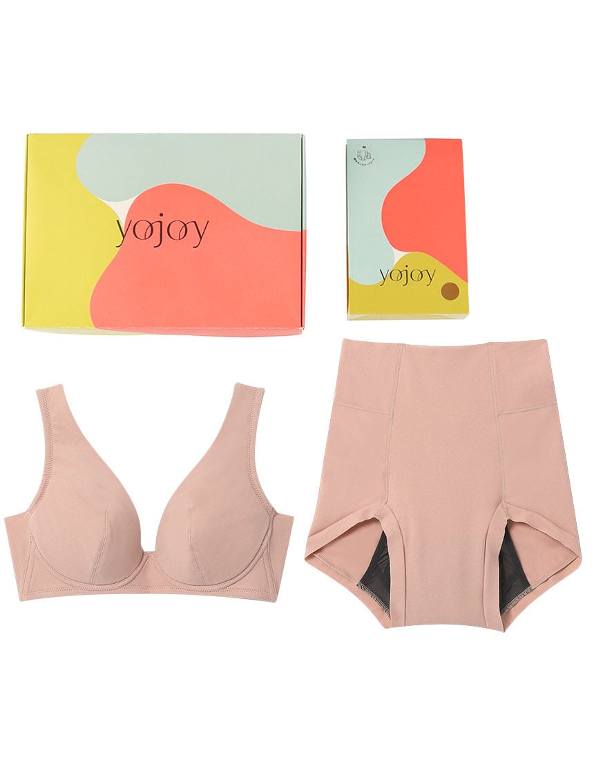 ワコールYueブラジャーショーツセット YOJOY 【ギフトBOX入り】ブラ＆吸水サニタリーショーツセット