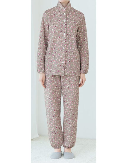 ニットキルトのツーウェイ襟パジャマ, , main