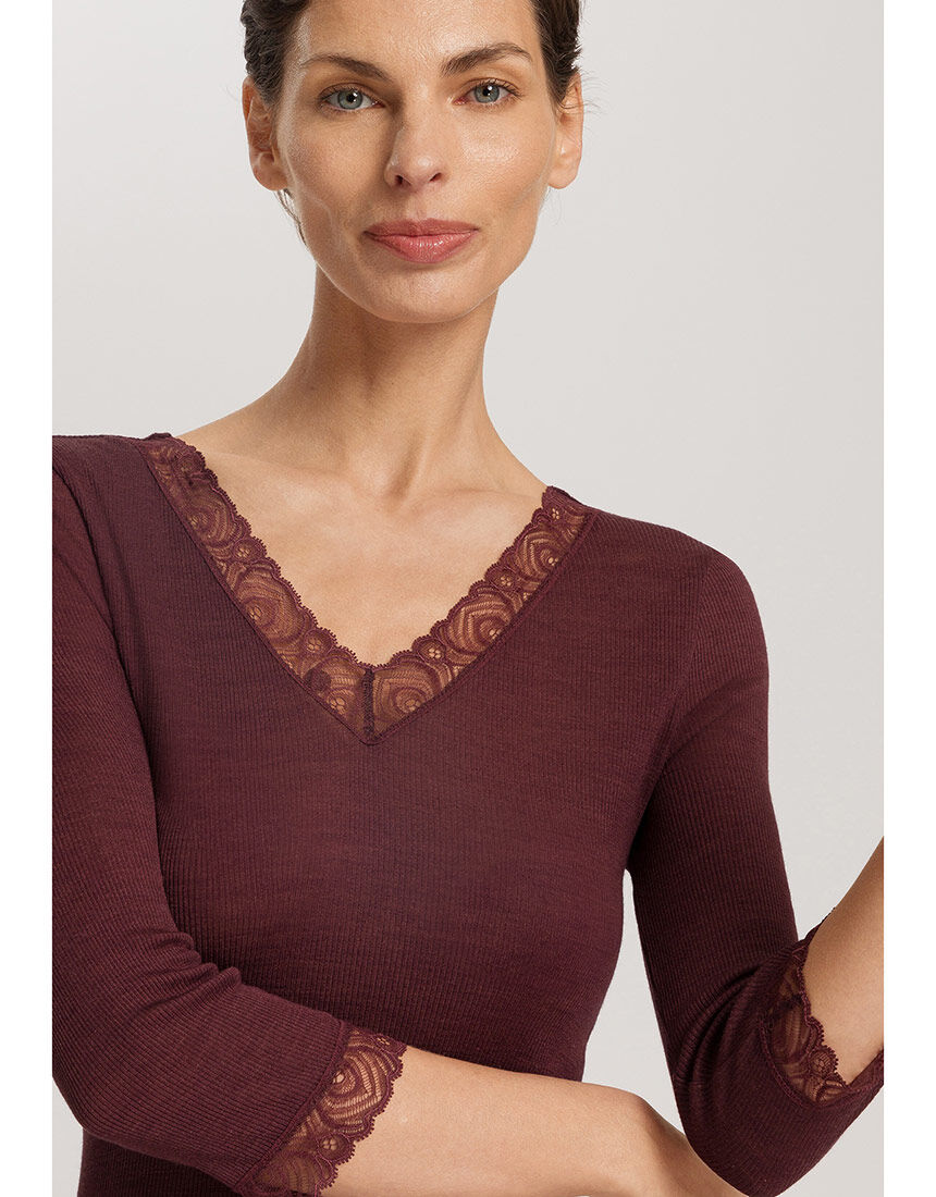 ハンロ 身生地ウール・シルク素材 トップス（7分袖） UIH424