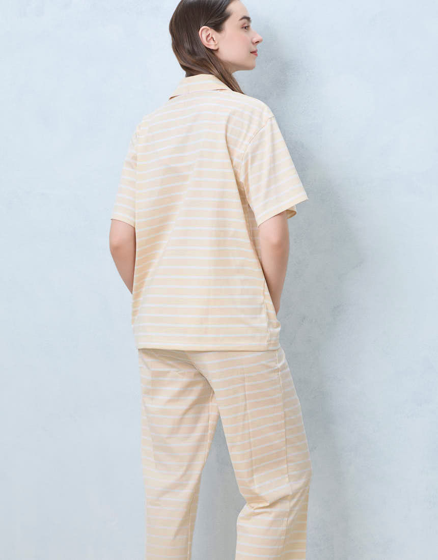 ウンナナクール 【綿100％】やわらか天竺ボーダー半袖パジャマ
