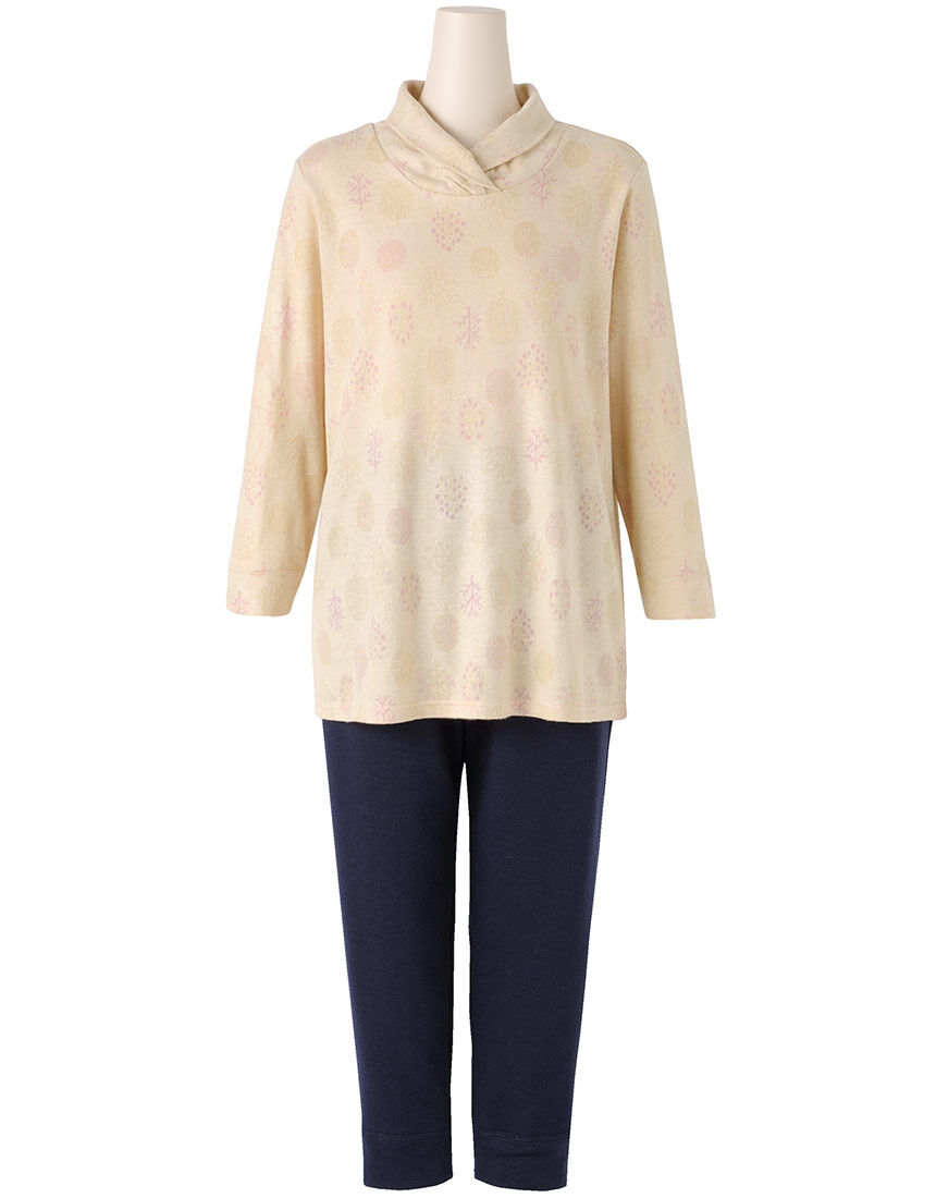 ワコール wacoal らくラクパートナー DNL039 あったか 秋 冬 パジャマ ルームウェア セットアップ 長袖 長ズボン かぶり LLP ワコール／らくラクパートナー 吸湿発熱・セットアップ（長袖・ボトム