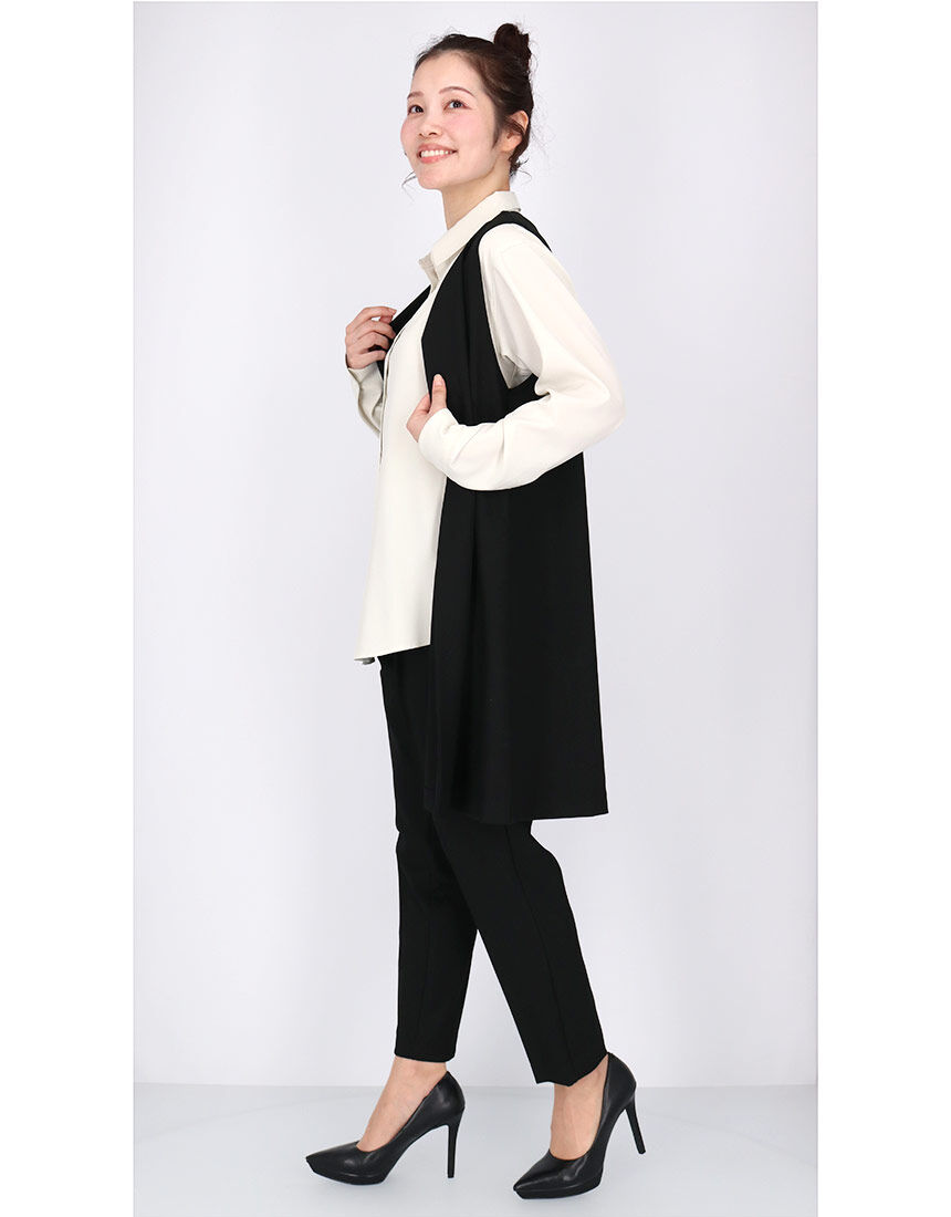 10％OFF ワコール wacoal カルソン トップス Vネック カーディガン  ロングジレ  大人の体型を考え、体型をカバーしてくれる設計のジレ (M・Lサイズ) EKN629 ワコール_カルソン 【ストレッチ素材】体型カバー ロングジレ アウター