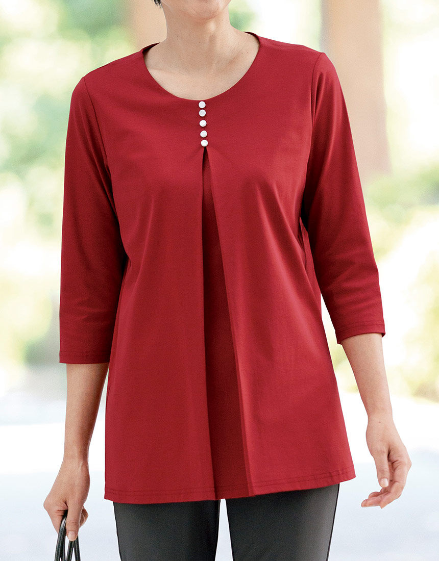 ボタンアクセントチュニック, , hi-res