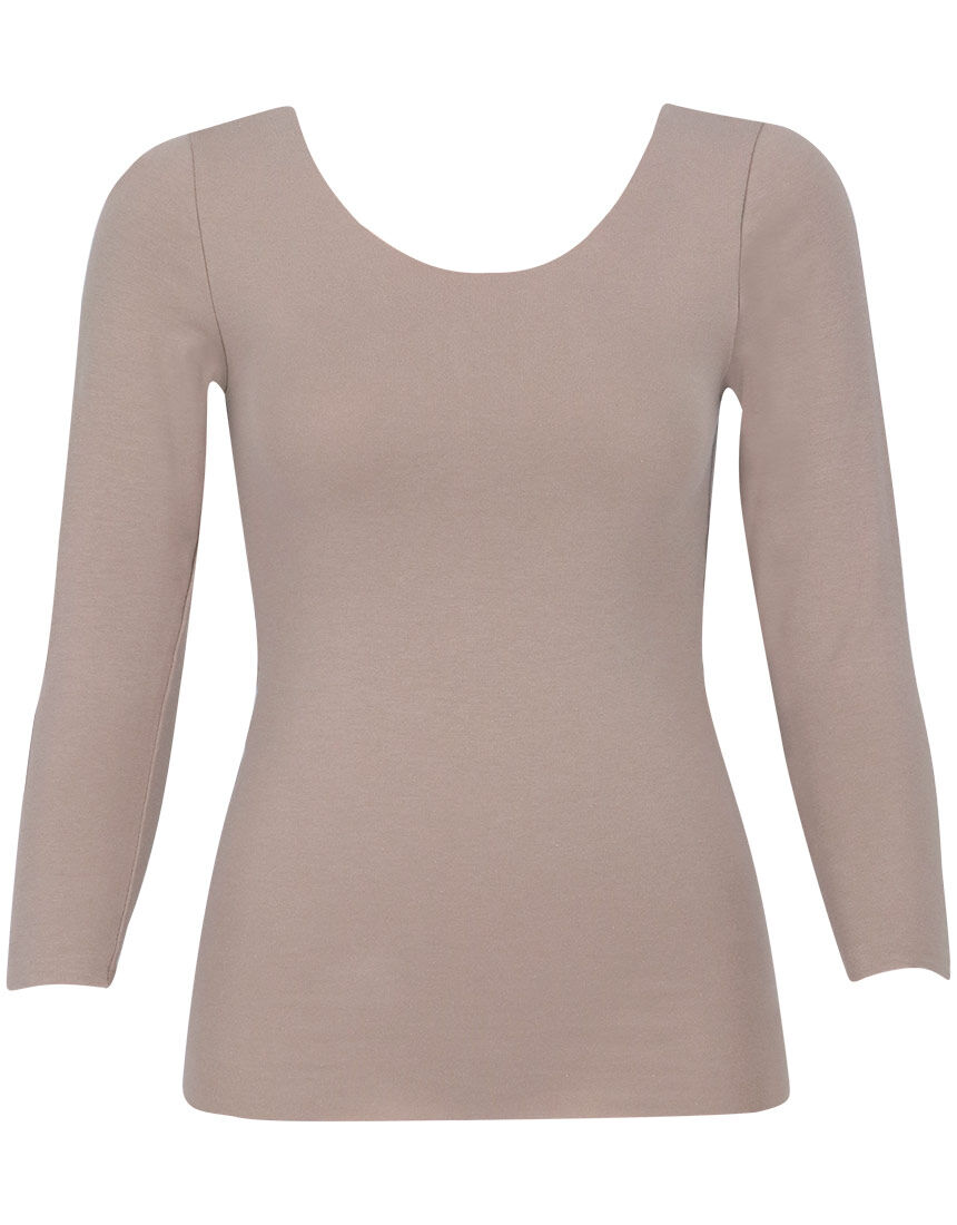 【肌側綿１００％】フラットで縫い目が少ないあったかインナー【綿の贅沢ここちフラット】 トップス（８分袖）