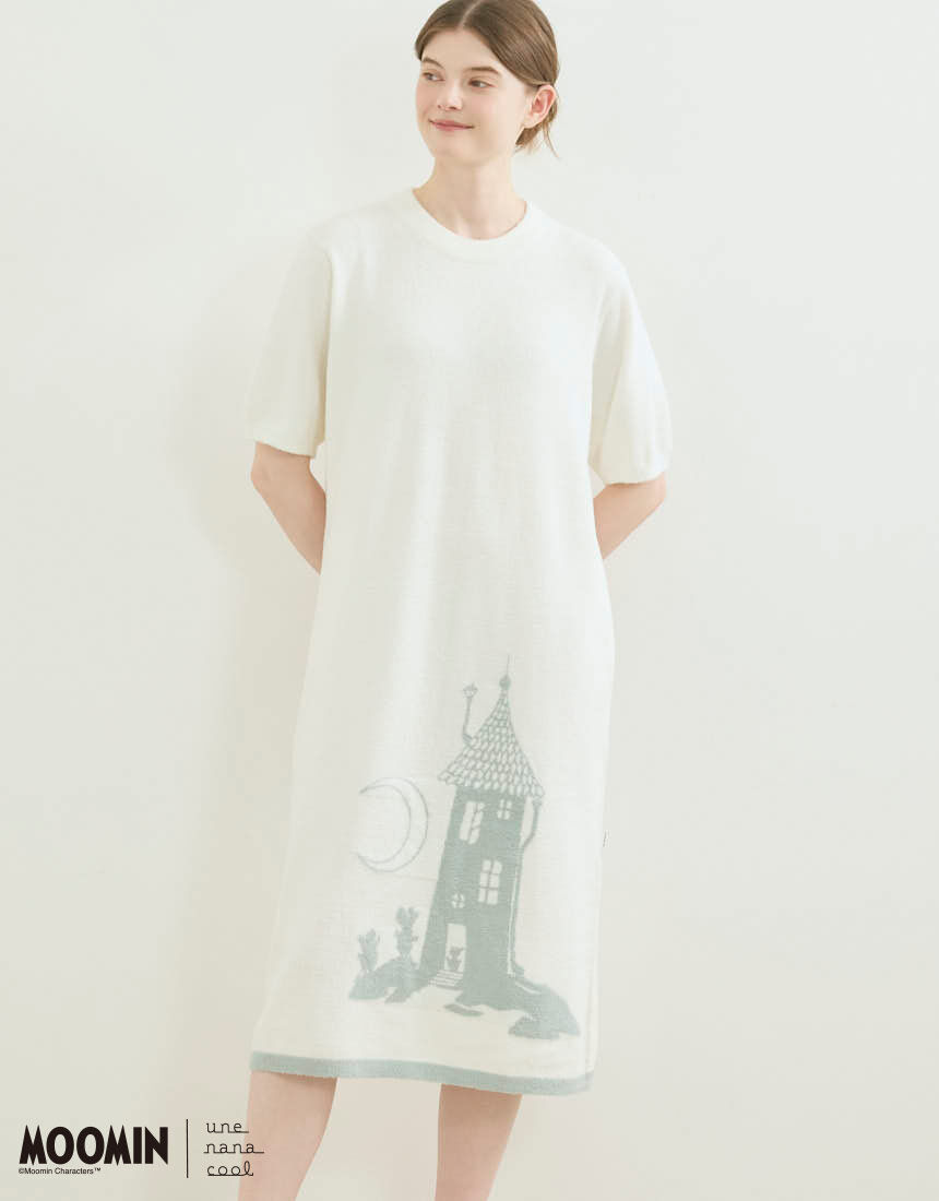 新品☆ウンナナクール&ムーミン　パイル地ワンピース ルームウェア ムーミン】MOOMIN × une nana cool なめらかふわふわワンピース