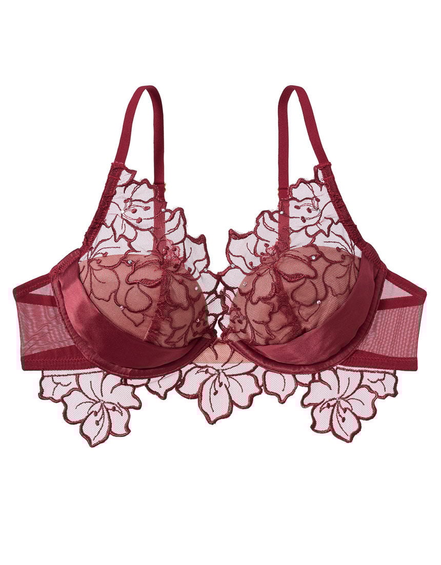 【華やか・インポートライク】咲きこぼれる刺しゅうにクリスタルが輝く贅沢なブラ。フラワークリスタルブラ ブラジャー