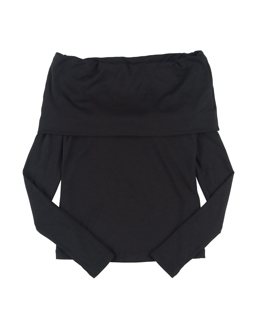 ワコール☆カップインオフショルダー ブラック ニット 長袖 OUR WACOAL カップインオフショルダー アウター トップス