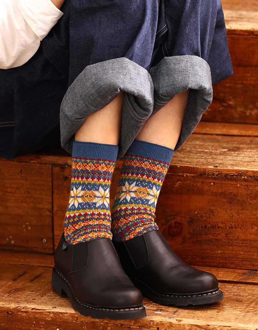 Tabio（タビオ） 雪柄フェアアイルジャカードソックス ソックス UK4031