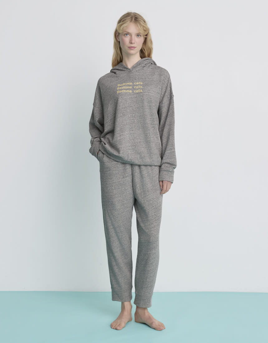 ウンナナクール 【綿混】あくびのお嬢さんの裏毛フーディー パジャマ