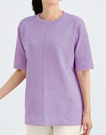 麻混チュニックプルオーバーセーター, , main